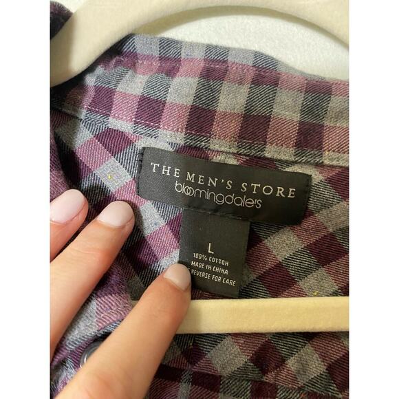 Bloomingdales The Men's Store Red Plaid Button Down Sz L - Picture 3 of 3